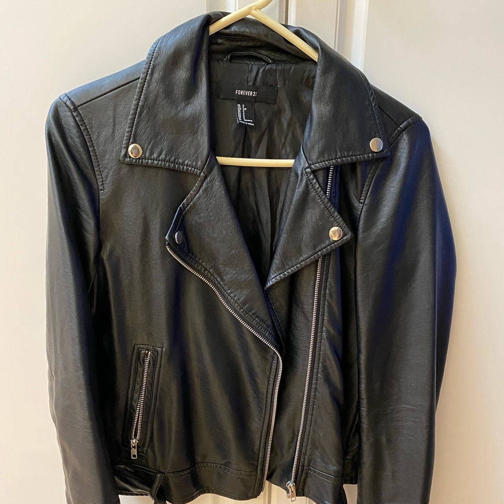 Forever 21 belted faux leather jacket